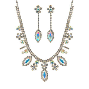 GOLD NECKLACE SET CLEAR AB STONES ( 16989 ABG )