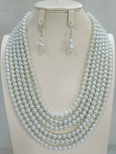 WHITE PEARL NECKLACE SET ( 4067 WT )
