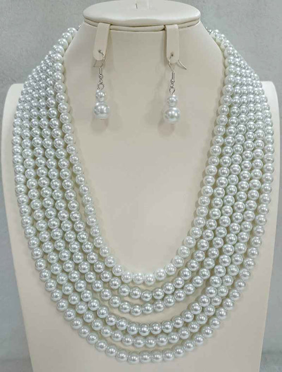 WHITE PEARL NECKLACE SET ( 4067 WT )