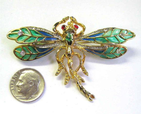 GOLD INSECT BROOCH GREEN RED STONES ( 1941 )