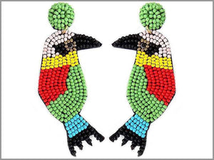 MULTI COLOR BEAD BIRD EARRINGS ( 2790 ) - Ohmyjewelry.com
