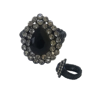 HEMATITE STRETCH RING HEMATITE BLACK STONES ( 66 BBK )