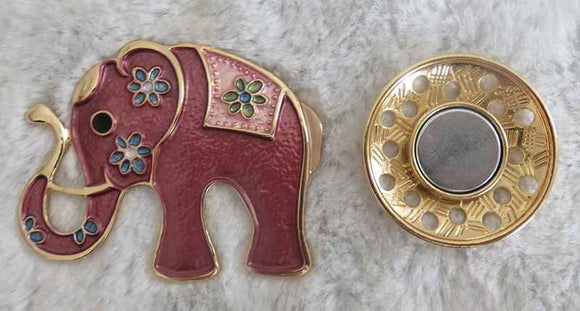 GOLD RED ELEPHANT BROOCH MAGNETIC PIN