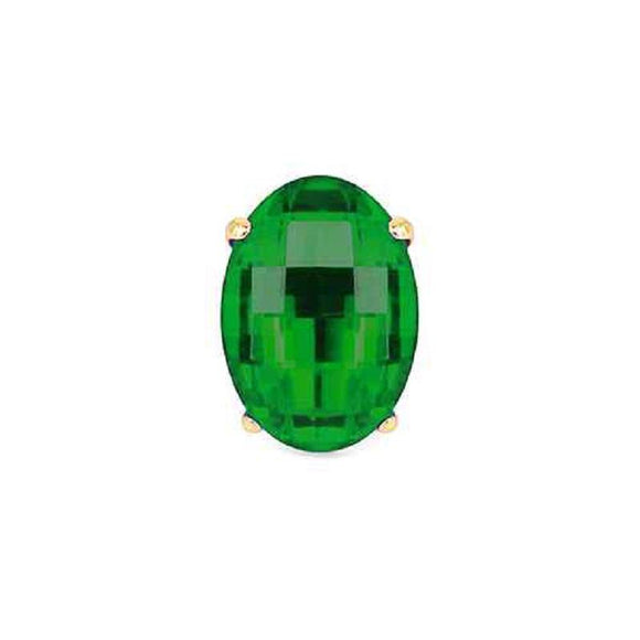 Gold Stretch Ring with Large EMERALD GREEN Oval Stone ( 7006 GDEMR ) - Ohmyjewelry.com