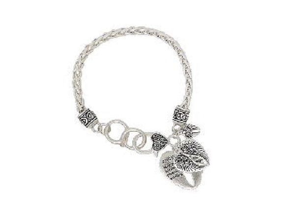 SILVER ANGEL BLESSING CHARM BRACELET WINGS ( 00064 WS ) - Ohmyjewelry.com