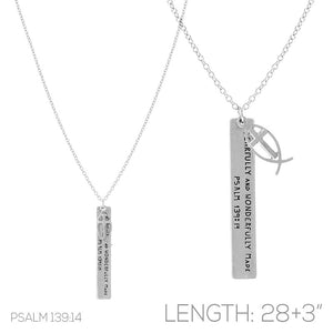 LONG SILVER NECKLACE RELIGIOUS PENDANT ( 17159 WS )