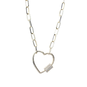 GOLD HEART NECKLACE CLEAR STONES ( 17485 VCRG )