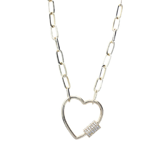 GOLD HEART NECKLACE CLEAR STONES ( 17485 VCRG )