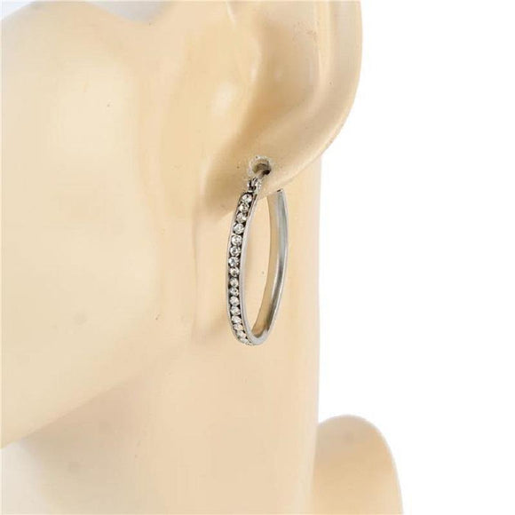 SILVER STAINLESS STEEL HOOP EARRINGS ( 559-30 ) - Ohmyjewelry.com