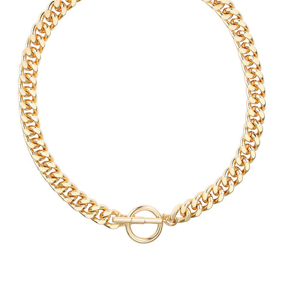 GOLD LINK CHAIN TOGGLE NECKLACE ( 17546 G )