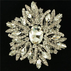 SILVER BROOCH CLEAR STONES ( 06719 SCL )