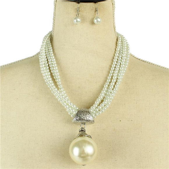 WHITE PEARL NECKLACE SET (MNE 7495 RHWHP )