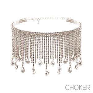 SILVER CHOKER CLEAR STONES ( 17829 CRS )