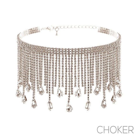 SILVER CHOKER CLEAR STONES ( 17829 CRS )