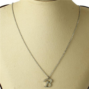 SILVER STAINLESS STEEL PENDANT "B" ( 3001 ) - Ohmyjewelry.com