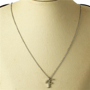 SILVER STAINLESS STEEL PENDANT "F" ( 3001 ) - Ohmyjewelry.com