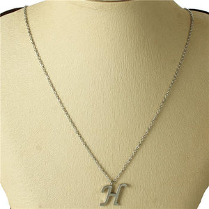 SILVER STAINLESS STEEL PENDANT "H" ( 3001 ) - Ohmyjewelry.com