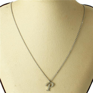 SILVER STAINLESS STEEL PENDANT "P" ( 3001 ) - Ohmyjewelry.com