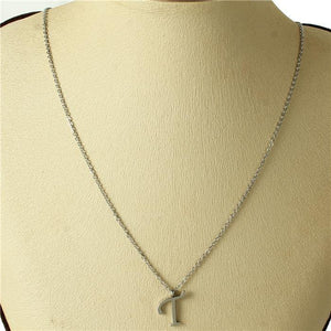 SILVER STAINLESS STEEL PENDANT "T" ( 3001 ) - Ohmyjewelry.com