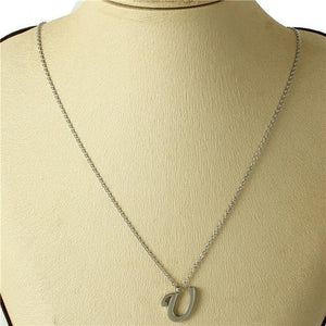 SILVER STAINLESS STEEL PENDANT "U" ( 3001 ) - Ohmyjewelry.com