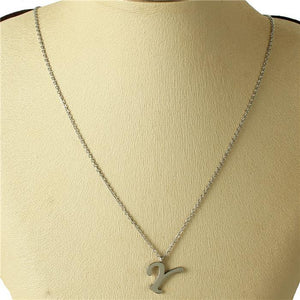 SILVER STAINLESS STEEL PENDANT "Y" ( 3001 ) - Ohmyjewelry.com
