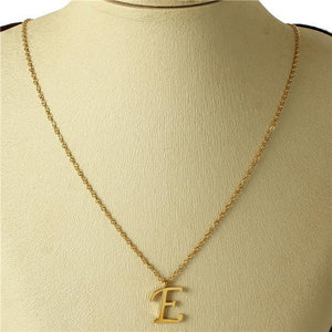 GOLD STAINLESS STEEL PENDANT "E" ( 3001 ) - Ohmyjewelry.com