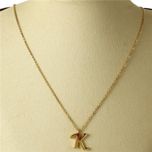 GOLD STAINLESS STEEL PENDANT "K" ( 3001 ) - Ohmyjewelry.com