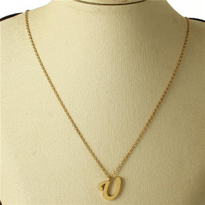 GOLD STAINLESS STEEL PENDANT "U" ( 3001 ) - Ohmyjewelry.com