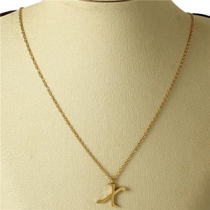 GOLD STAINLESS STEEL PENDANT "X" ( 3001 ) - Ohmyjewelry.com