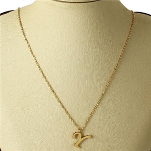 GOLD STAINLESS STEEL PENDANT "Y" ( 3001 ) - Ohmyjewelry.com