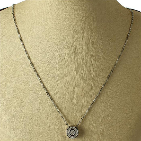 SILVER O NECKLACE STAINLESS STEEL CUBIC ZIRCONIA CZ CLEAR STONES ( 2031 OS ) - Ohmyjewelry.com
