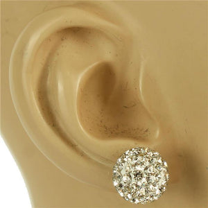 12mm WHITE CLEAR Rhinestone Ball Stud Earrings ( 03 01 CL ) - Ohmyjewelry.com