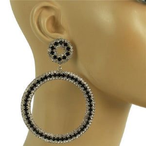 3.75" SILVER BLACK Rhinestone Evening Earrings ( 5090 SBKCL )