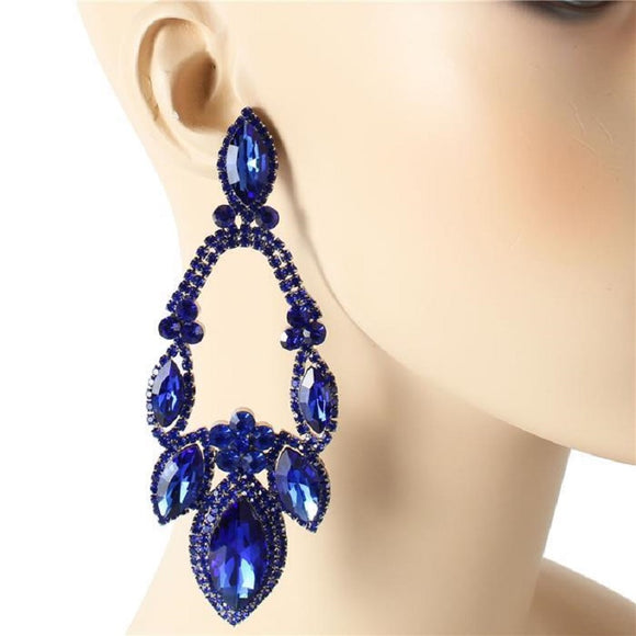 LARGE HEMATITE EARRINGS ROYAL BLUE STONES