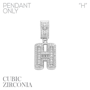 SILVER H PENDANT CLEAR CUBIC ZIRCONIA CZ STONES ( 17992 HCRR )