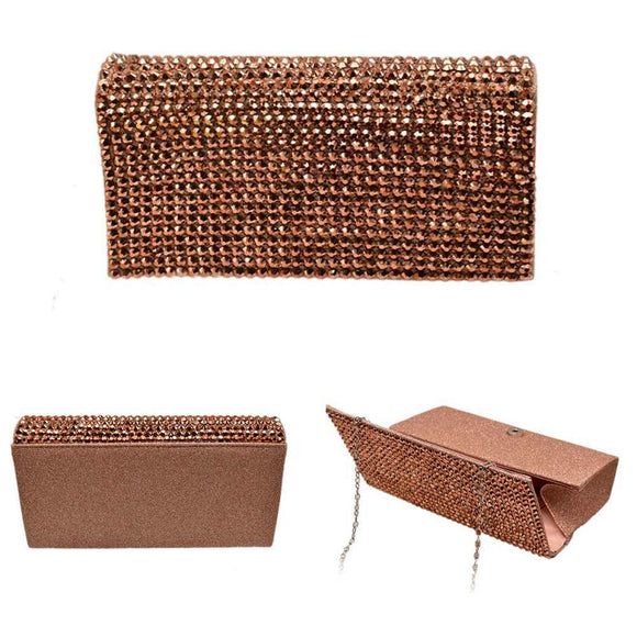 ROSE GOLD RHINESTONE EVENING BAG ( 11656 )