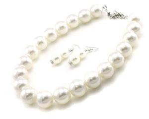 CREAM PEARL NECKLACE SET ( 6941 CR )