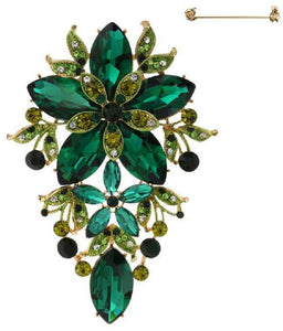 GOLD BROOCH GREEN STONES ( 03 GGR )