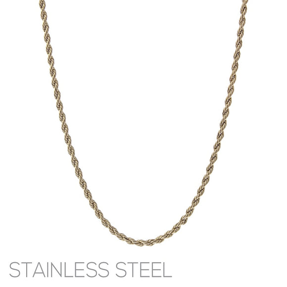 GOLD STAINLESS STEEL NECKLACE ( 18081 G )