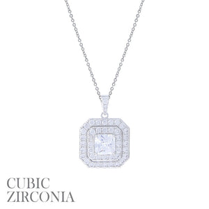 SILVER NECKLACE CLEAR CZ CUBIC ZIRCONIA STONES ( 18129 SAR )