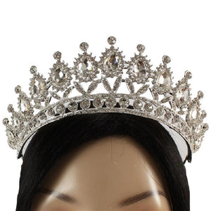 2 1/2" SILVER CROWN TIARA TEARDROP CLEAR RHINESTONES ( 879 SCR )