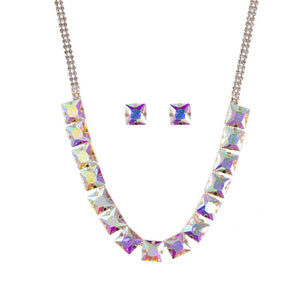 GOLD AB SQUARE NECKLACE SET ( 18226 GAB )