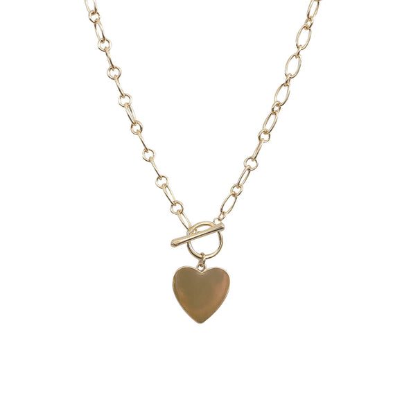 GOLD HEART PENDANT NECKLACE ( 18391 VG )