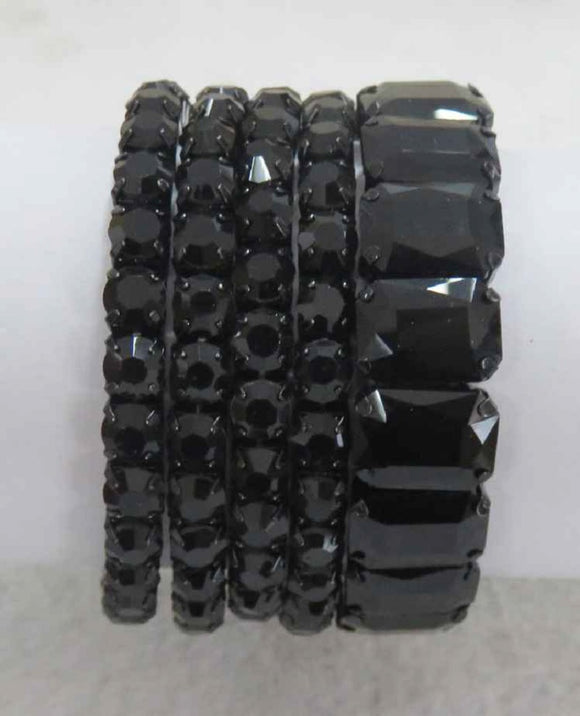 BLACK STRETCH BRACELETS BLACK STONES ( 629 BK )