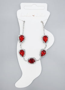 SILVER ANKLET CLEAR RED STONES ( 1518 RHSIAM )