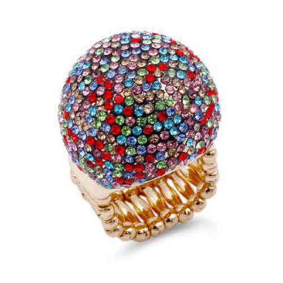 GOLD DOME STRETCH RING MULTI COLOR STONES ( 2077 GDMT )