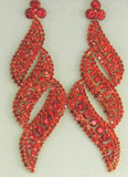 GOLD RED Stone Swirl Design POST Chandelier Earrings ( 0592 GRD POST ) - Ohmyjewelry.com