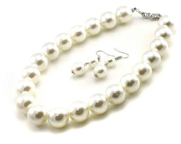 WHITE PEARL NECKLACE SET ( 6941 WT )