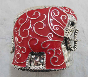 SILVER CUFF BANGLE RED ELEPHANT ( 4061 SRD )