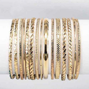 15 GOLD BANGLE SET ( 8011 GD ) - Ohmyjewelry.com